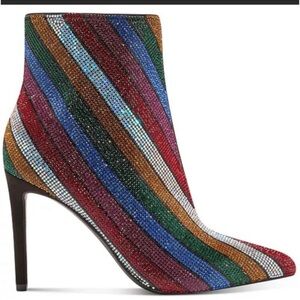 INC Multicolor Striped Women's Ankle Boots